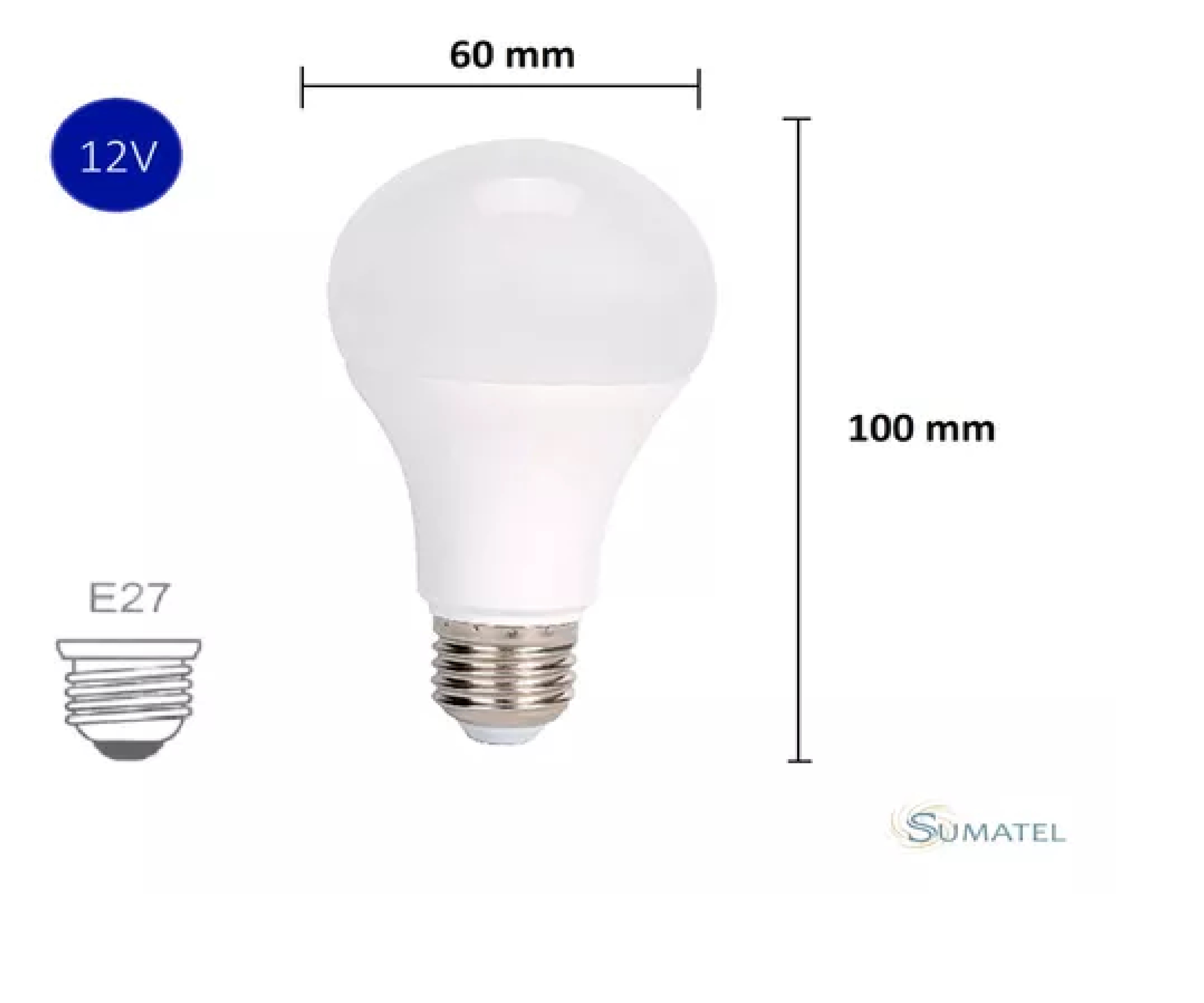 AMPOLLETA LED 12V 7W E27 LUZ FRIA